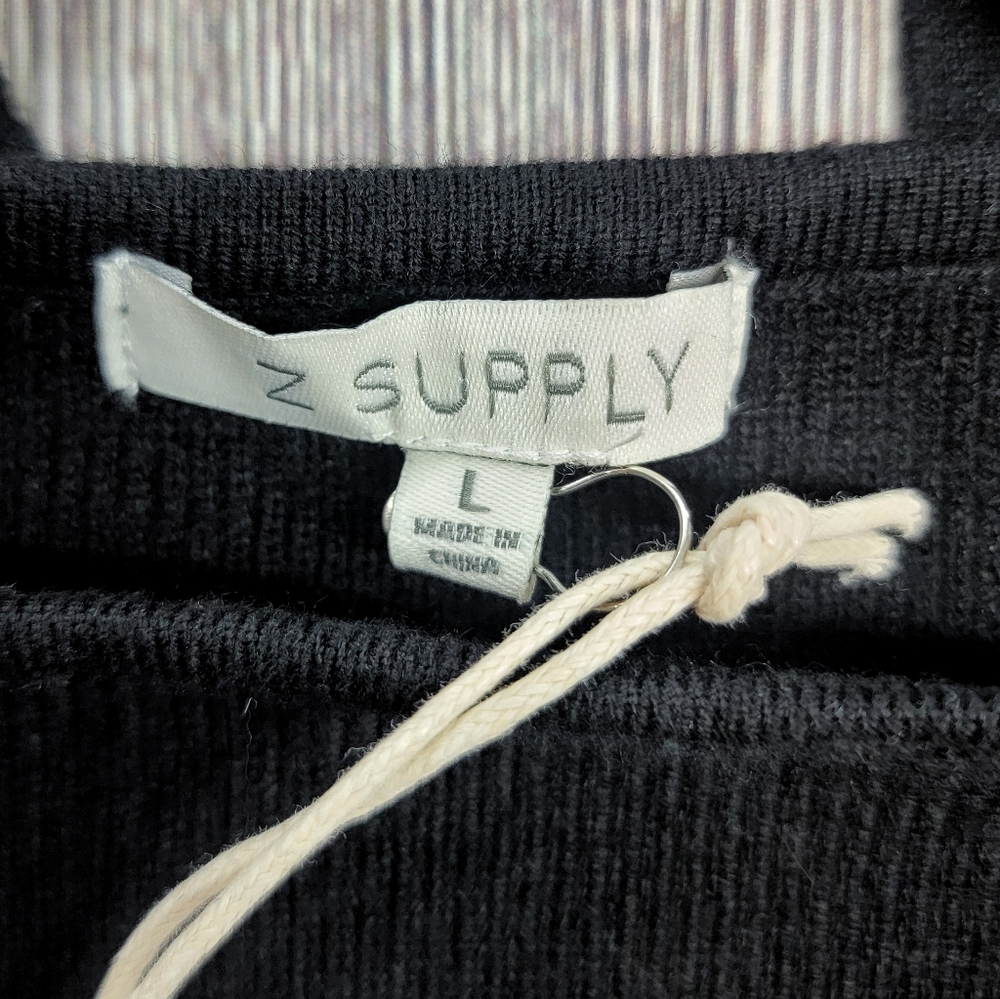 Z Supply NWT Hadley Sweater Tie Back Ribbed Black Top - Picture 8 of 12